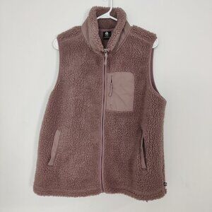 Sierra Designs Women's Vest Size L Mauve Taupe Fleece Warm Fall Casual Outerwear